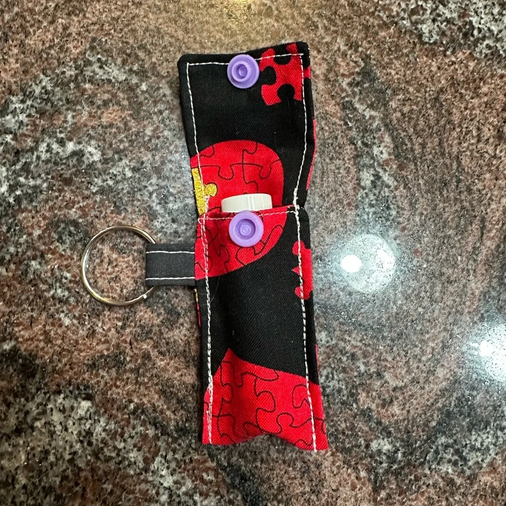 Handmade lip balm holder keychain- puzzle pieces